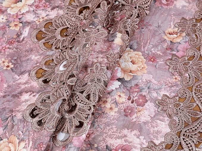 vctops Damask Lace Patchwork Tablecloth Luxury Square Small Table Cover Elegant - Image 5