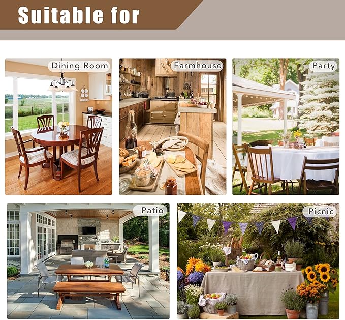 Fitable Linen Textured Tablecloth Washable Fabric Rectangle Table Cloth - Image 4