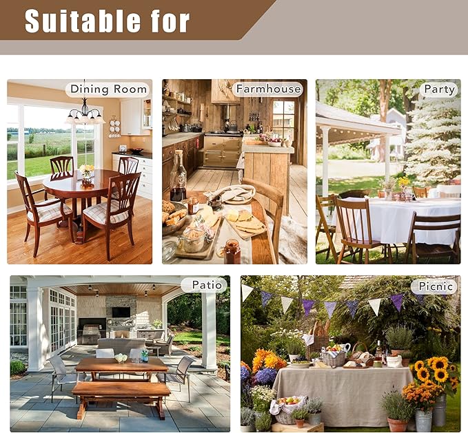 Fitable Nature Faux Linen Tablecloths Rectangle 60 x 84 Inch - Image 6