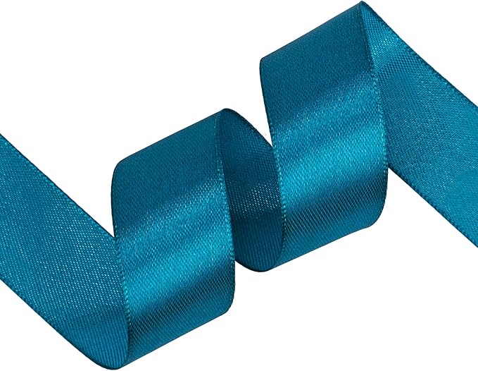 Turquoise Satin Ribbon 1 inch X Continuous 100 Yards, Single Face Polyester - Image 2