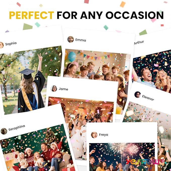 Confetti Cannon Party Poppers Biodegradable Shooters, YESHOW Multicolor - Image 7