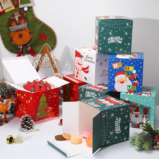 COTOPHER 20 Pcs Christmas Gift Boxes, Paper Treat Ornament Gift Box Decorative - Image 2