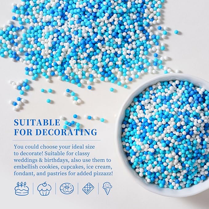 Blue Edible Pearl Sprinkles 2mm, Nonpareils Sprinkle - Image 5