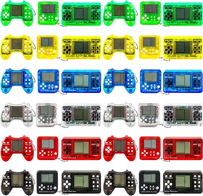 36 Pack Video Game Keychain Mini Square Handheld Video Game Key Chain by Unknown