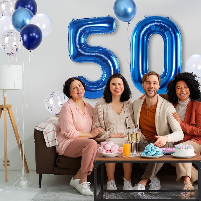 50th Birthday Balloon for Boys, Foil 40 Inch Self Inflating Balloon Number 50 - Image 4
