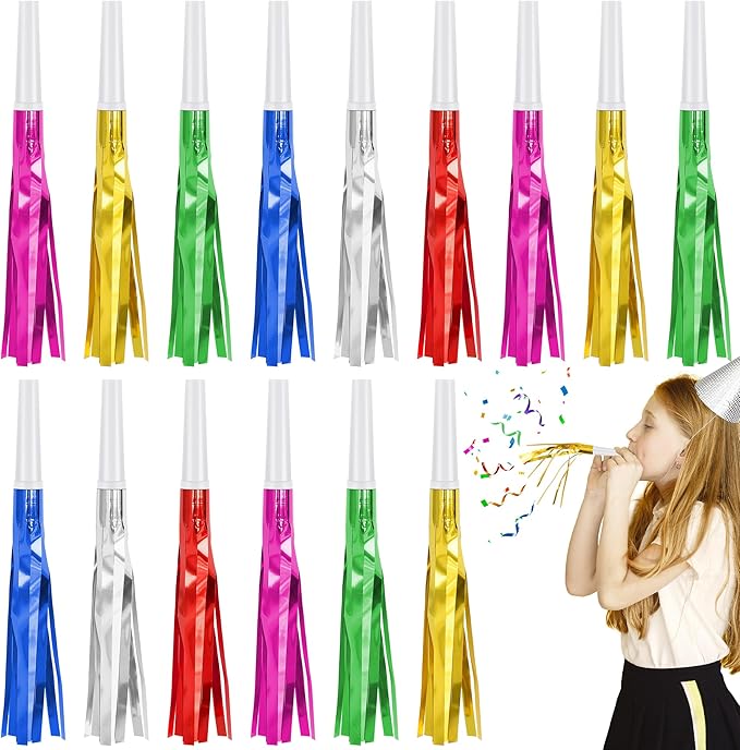 24 Pcs Glitter Noise Makers Metallic Fringed Party Blower by Twavang