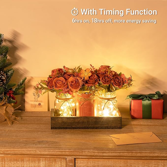 Mkono Mason Jar Lights Centerpiece Table Decorations - Image 2