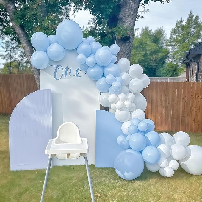 Pastel Blue and White Balloons, 12 Inch 35PCS Light Baby Blue Pearl White - Image 9
