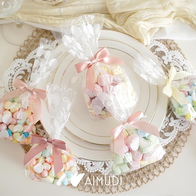AIMUDI 5 Colors Dusty Rose Bows 2.5" Pink Satin Twist Tie Bows - Image 3