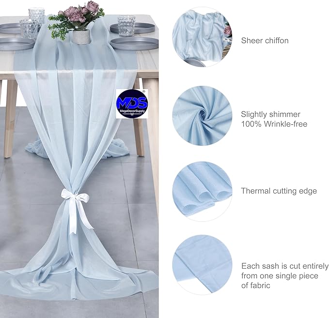 MDS 2 Pack 14ft Chiffon Table Runner 29 x 170 Inches Sheer Wedding Runner - Image 6