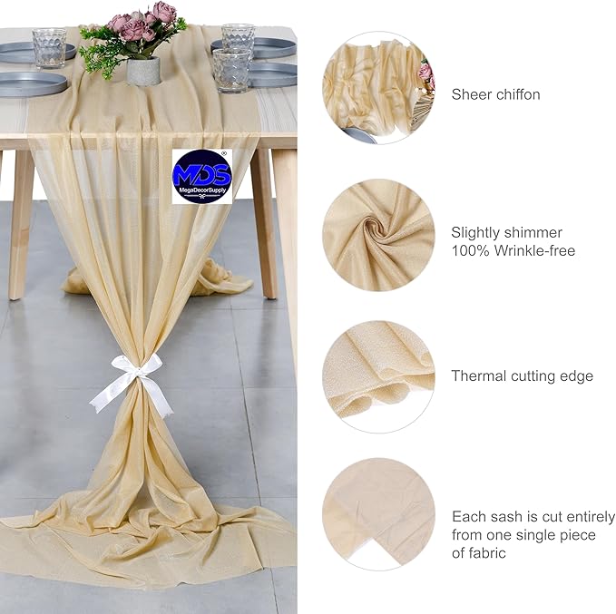 MDS 2 Pack 10ft Chiffon Table Runner 29 x 120 Inches Sheer Wedding Runner - Image 6