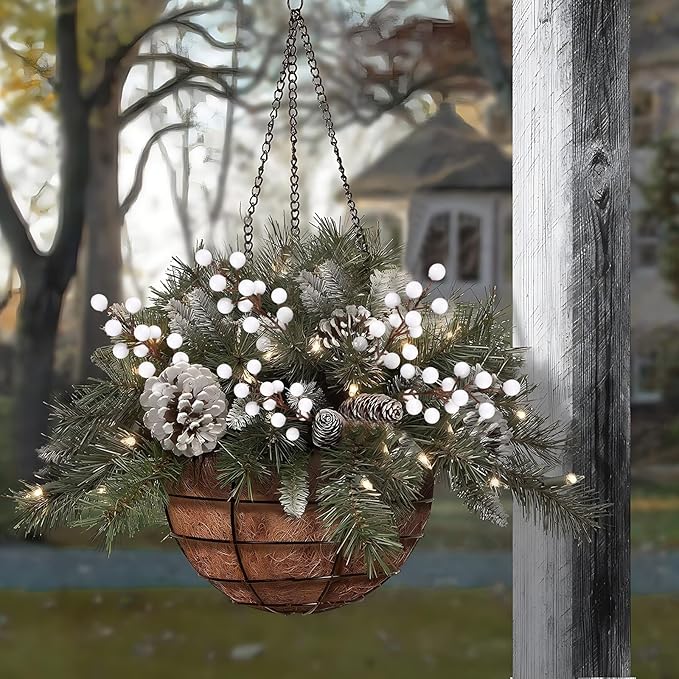40 Pcs Artificial Berry Stems Branches, Christmas White Faux Holly Berries - Image 6