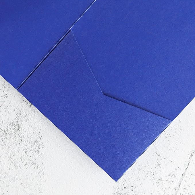 20 PCS Royal Blue Tri-fold Laser Cut Wedding Invitation Pockets - Image 6