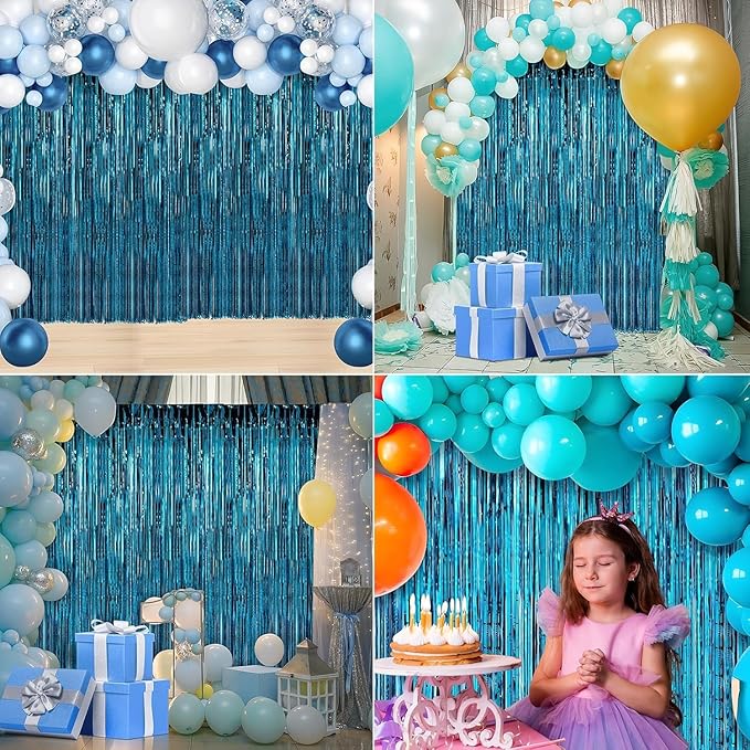 2 Pack Baby Blue Foil Fringe Curtains Door Streamers Party Decorations 3.3 x - Image 5