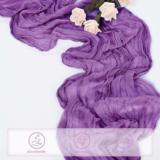 6 Pack Purple Cheesecloth Table Runner 10FT Boho Fabric Rustic Cheese Cloth - Image 5
