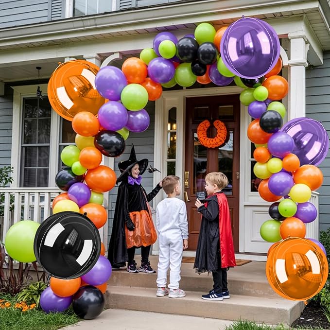 Halloween Black and Orange Foil Balloons, 22 Inch Big Round Foil Balloon - Image 7
