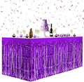 2 Pack Dark Purple Table Skirts, 29x108" Metallic Foil Tinsel Fringe Table by Unknown