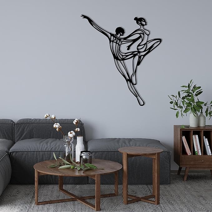 Wita Home Dancing Couple Metal Wall Art, Modern Minimalist Line Art Sculpture - Image 3