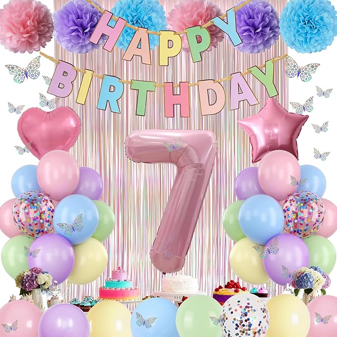 Pastel 7th Birthday Party Decorations - Image 4