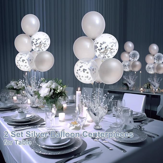 2 Set Silver Balloon Centerpieces - Image 5