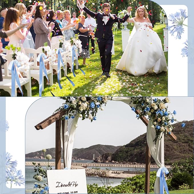 24 Pcs Large Wedding Blue Ribbon Bows - Image 6