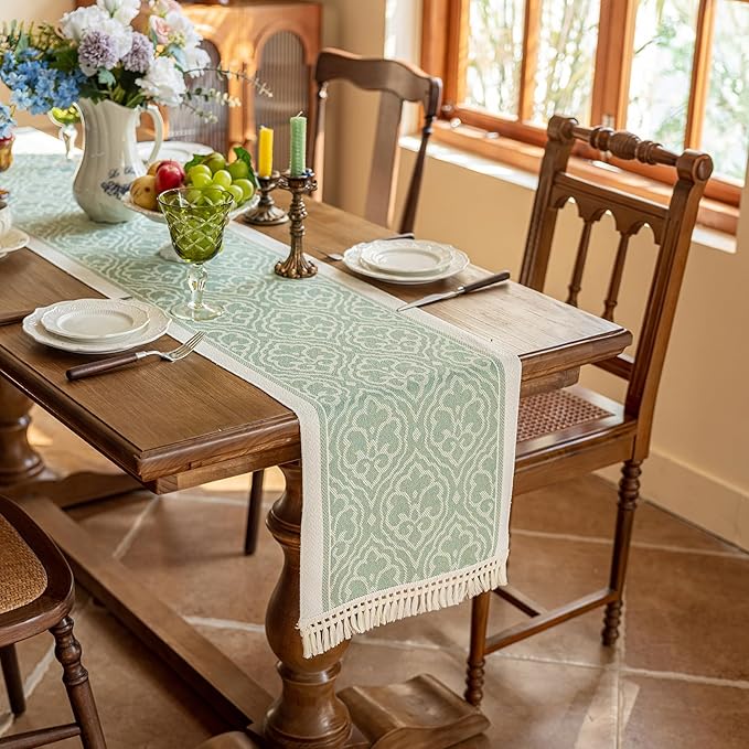 Table Runners 63 Inches, Waterproof Boho Table Runner by UWWGKK
