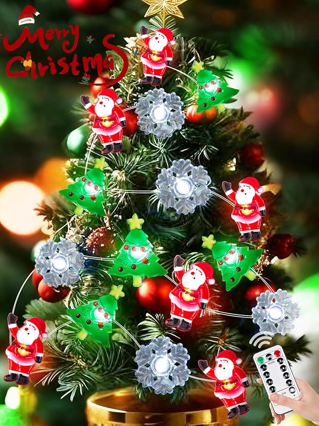 Christmas String Lights Decoration, 10ft 30LED Christmas Tree Santa Snowflake by EXF
