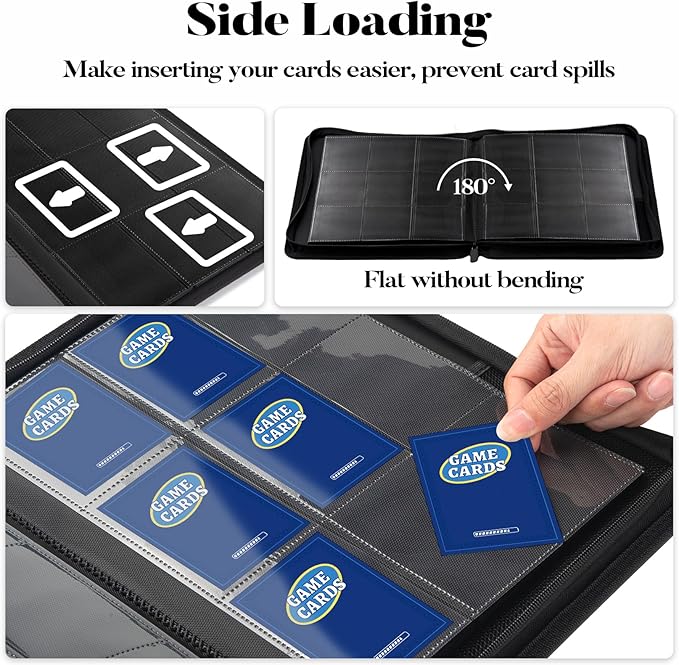 9 Pocket Zipper Card Binder, Fabmaker 360 Trading Card Holder Book, Premium PU - Image 5