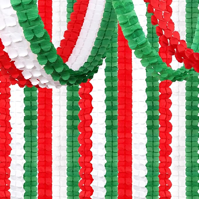 Red-Green White Party-Decorations Christmas Streamers-Garland by OURUOLA