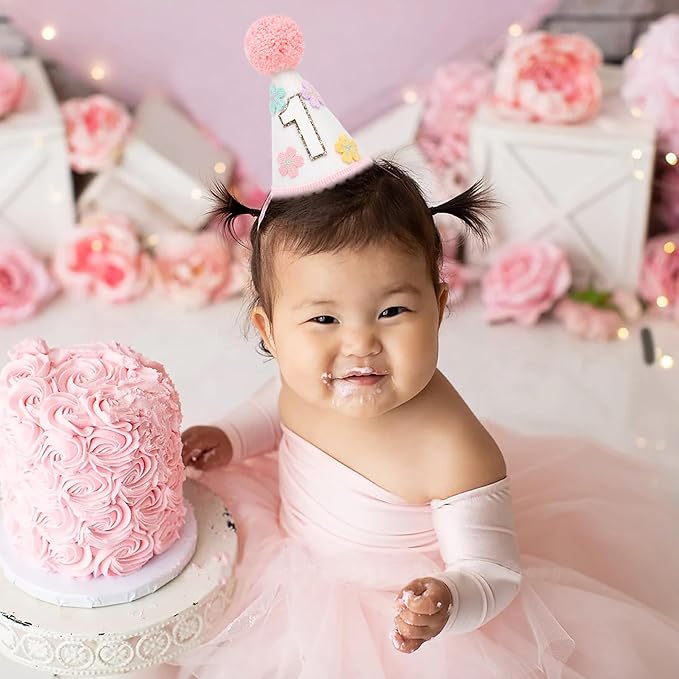 WAUAO Colorful Flower 1st Birthday Cone Hat - Image 5
