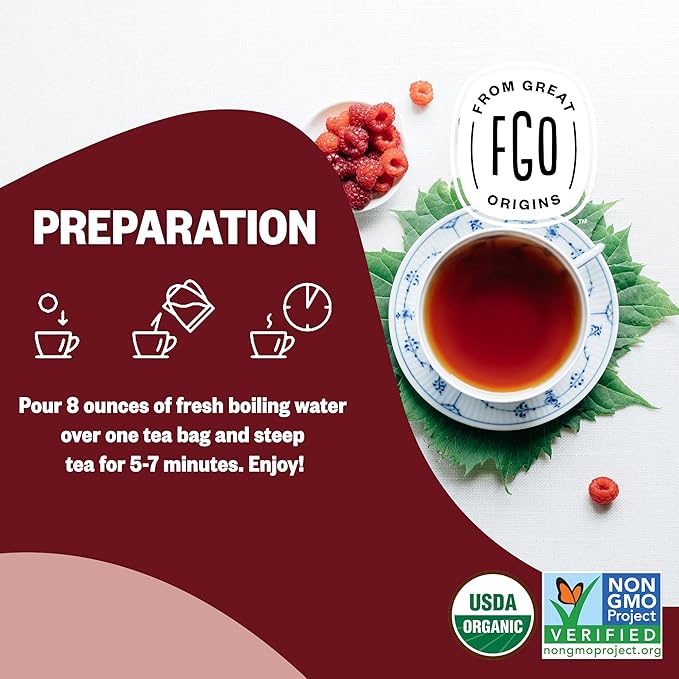 FGO Organic Red Raspberry Leaf Herbal Tea, Eco-Conscious Tea Bags, Caffeine Free - Image 5