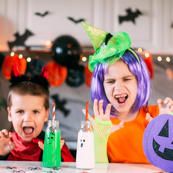 Cooraby 200 Pieces Halloween Paper Straws Biodegradable Drinking Stripe Bicolor - Image 7