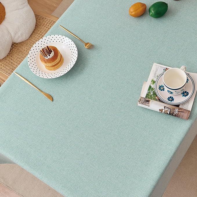 NLMUVW Sage Green Linen Tablecloth Rectangle, Rustic Textured Table Cloth Water - Image 2
