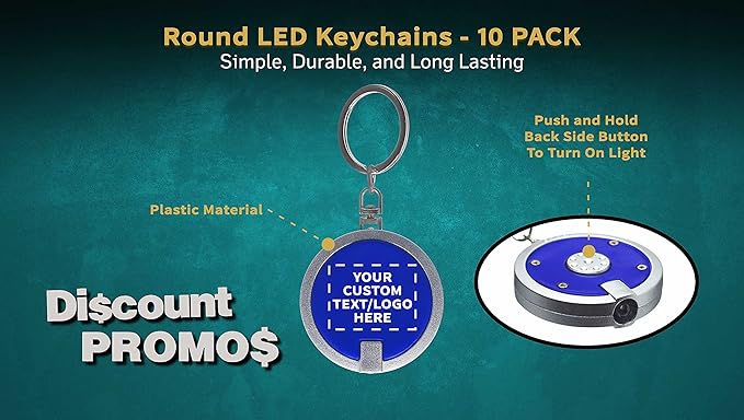 DISCOUNT PROMOS 10 Round LED Keychains - Image 3