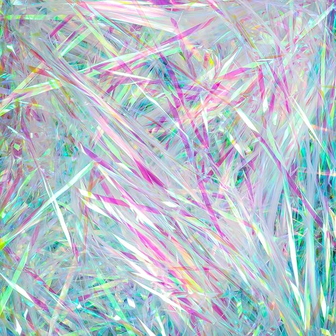 Zwish 150 Grams / 5.3 Oz Sparkly Easter Grass Iridescent Film PP Hamper Shreds by ZwishShop