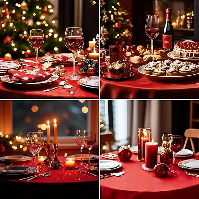 Round Tablecloth 120 Inch Tablecloth 2 Pack Red Table Cloths Washable - Image 4