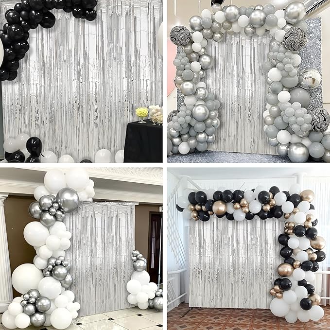 2 Pack Silver Foil Fringe Curtains Streamers Party Decorations 3.3 x 8.2 ft - Image 5