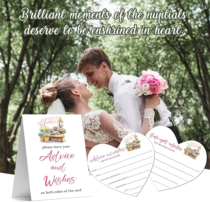 Floral Advice And Wishes For The Mr And Mrs, Wedding Advice Cards For Bridal - Image 5