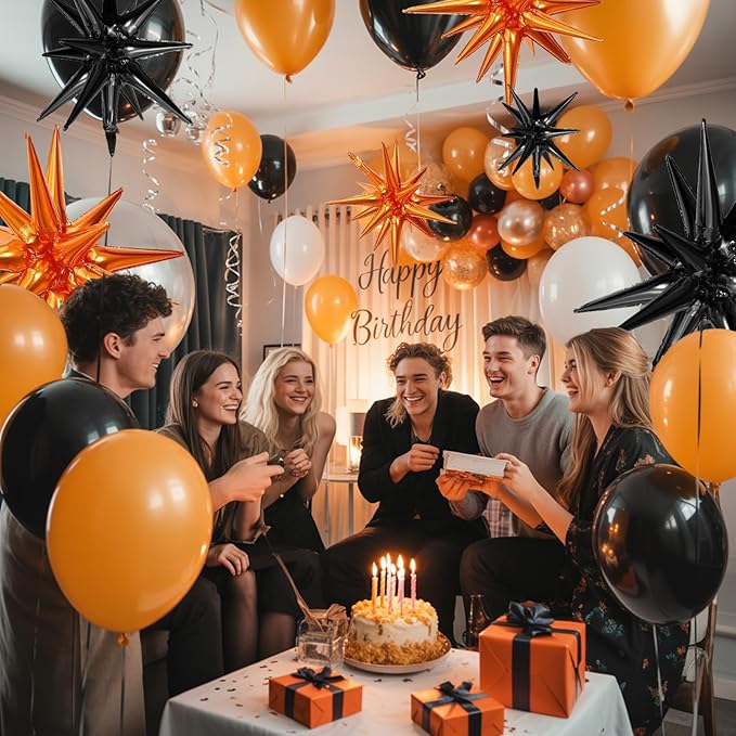 Black Orange Star Balloons - Image 4