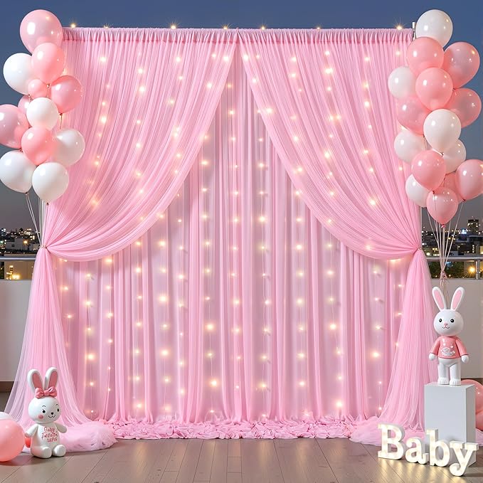 Baby Pink Tulle Backdrop Curtain - Image 4