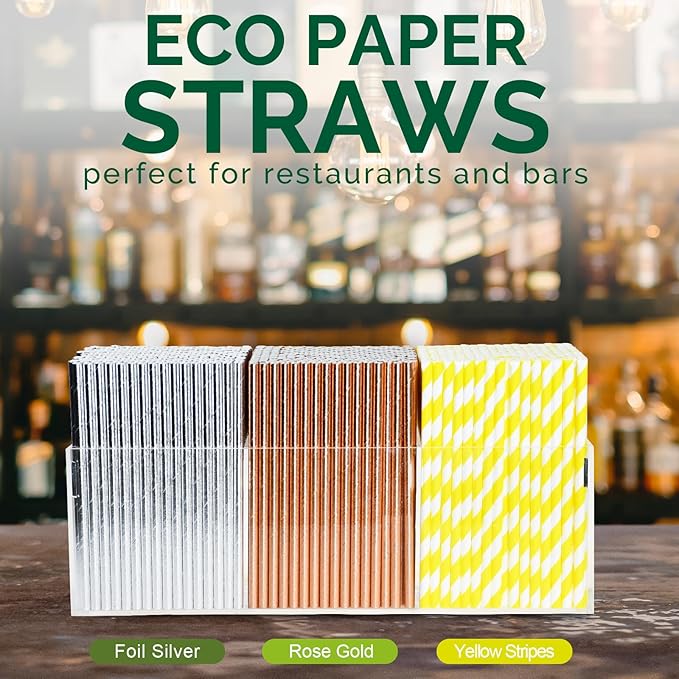 Rose Gold Paper Cocktail Straws, 5.75 inch, Disposable Short Small Drinking - Image 5