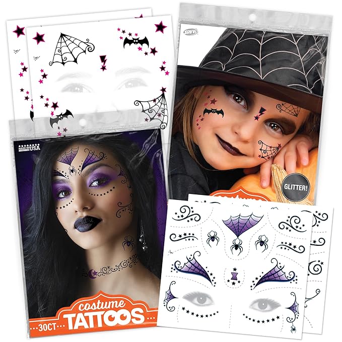 Halloween Witch Costume Temporary Tattoos – Magical Tattoo Kit by Savvi