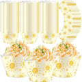 Domensi 100 Pcs Bohemian Sun Cupcake Wrappers Rustic Yellow Sunshine Cupcake by Domensi