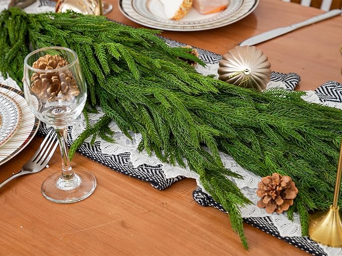 72" Norfolk Pine Garland Real Touch Christmas Garland Faux Cedar Garland - Image 3
