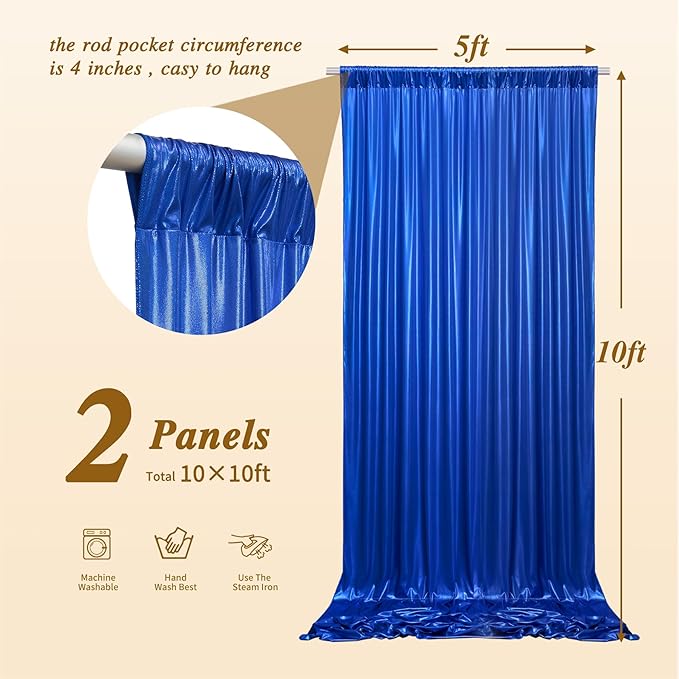 10x10 ft Royal Blue Sequin Backdrop Curtain Panels - Image 5
