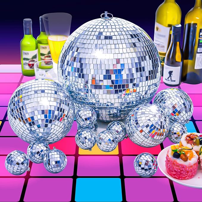 4 Pack Large Disco Balls Party Decoration Silver Hanging Reflective Mirror Ball - Image 6