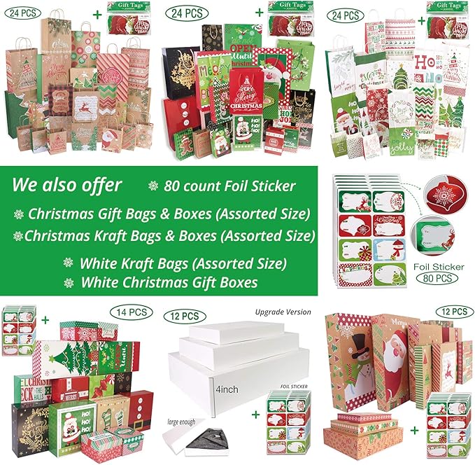 80-Count Foil Christmas Tags Sticker，8 Jumbo Designs - Image 6
