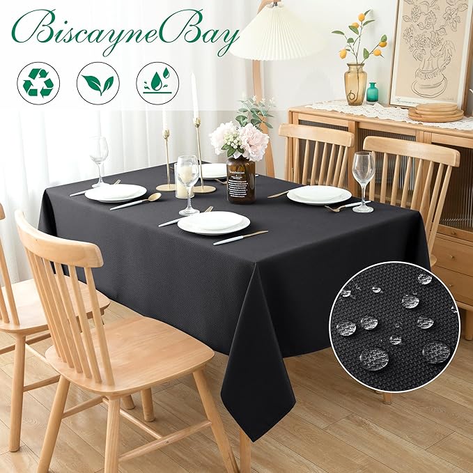 Biscaynebay Textured Fabric Tablecloths 70x108 Inches Rectangular, Wedding and - Image 2