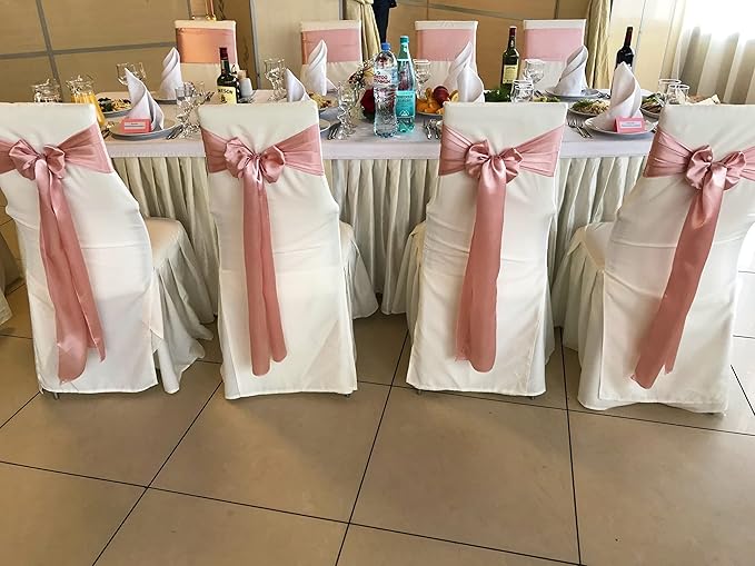100 PCS Satin Chair Sashes Decorative Bow Chair Ribbon Bows Chairs Cover Band - Image 9