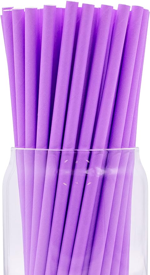 Pack of 300 Pastel Purple Biodegradable 4-Ply Paper Drinking Straws by Stephanie+Imports